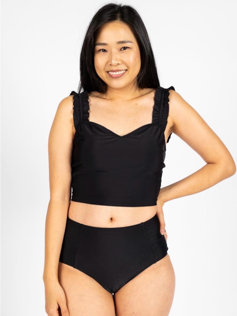 Kortni Jean Black Kid-Rise Swim Bottoms - L
